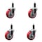 Service Caster 4'' Red Poly Wheel Swivel 1-1/8'' Expanding Stem Caster Set, 4PK SCC-EX20S414-PPUB-RED-118-4 - alternate 1
